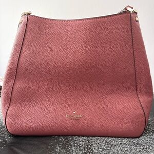 Kate Spade Dusty Rose Pebbled Leather Shoulder Bag Minimalist Everyday Hobo